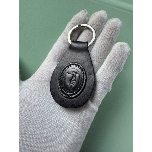 Trussardi Black Genuine Leather Keyring Keychain Key Fob Made in Italy - Picture 1 of 5